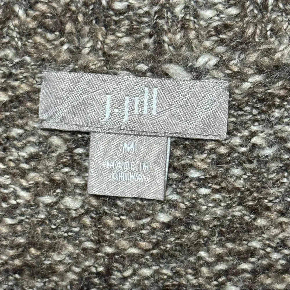 J. JILL Brown Marled Full Zip Mock Neck Sweater Vest Wool Blend Rib Trim Size M - Picture 4 of 6